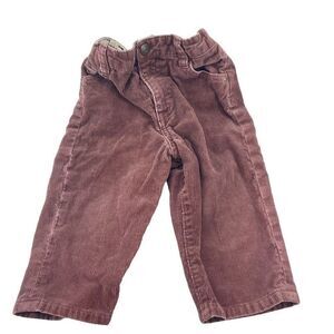 Oshkosh B’Gosh brown cords corduroy pants half elastic waist button and zipper 1